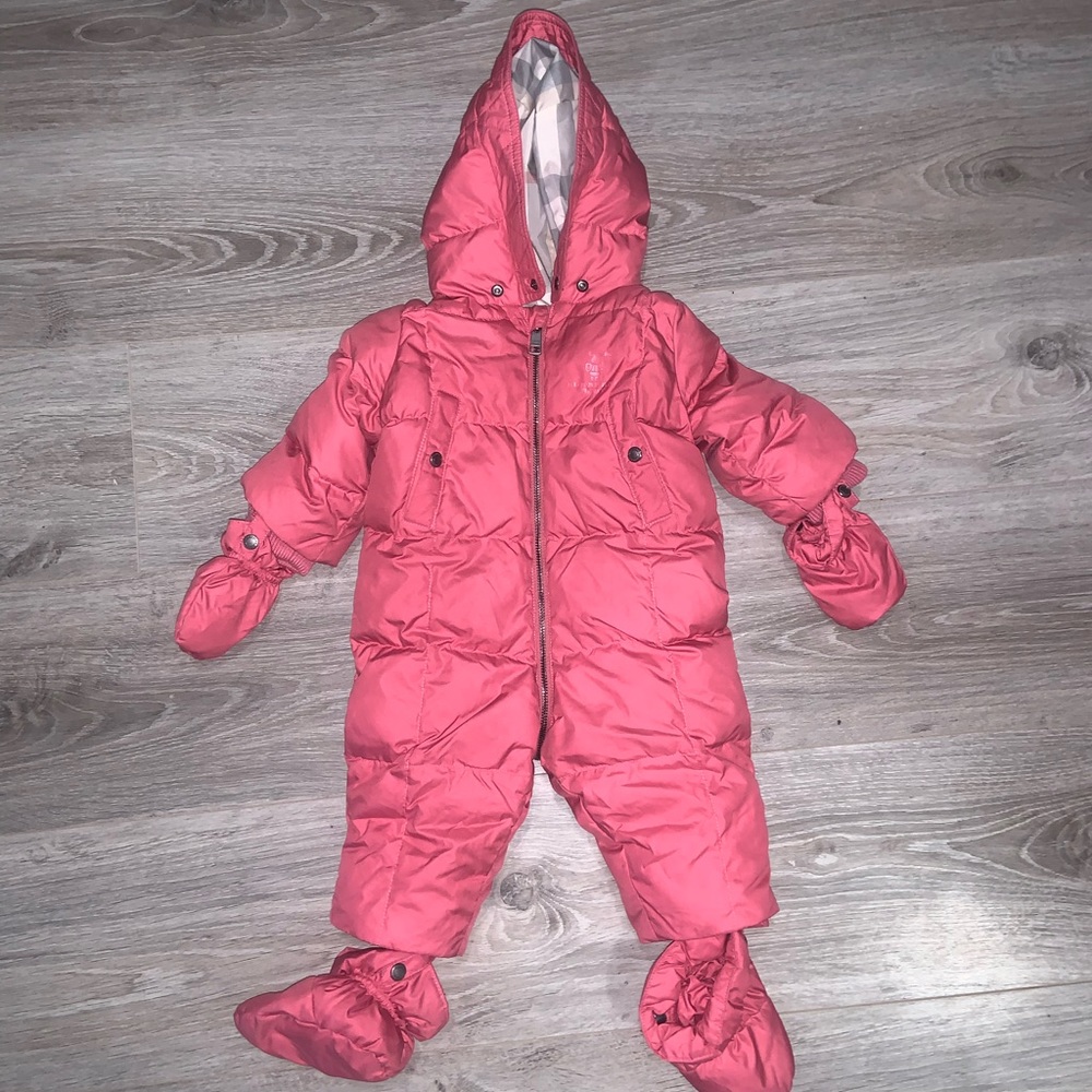 Pink Burberry Baby Snow Suit